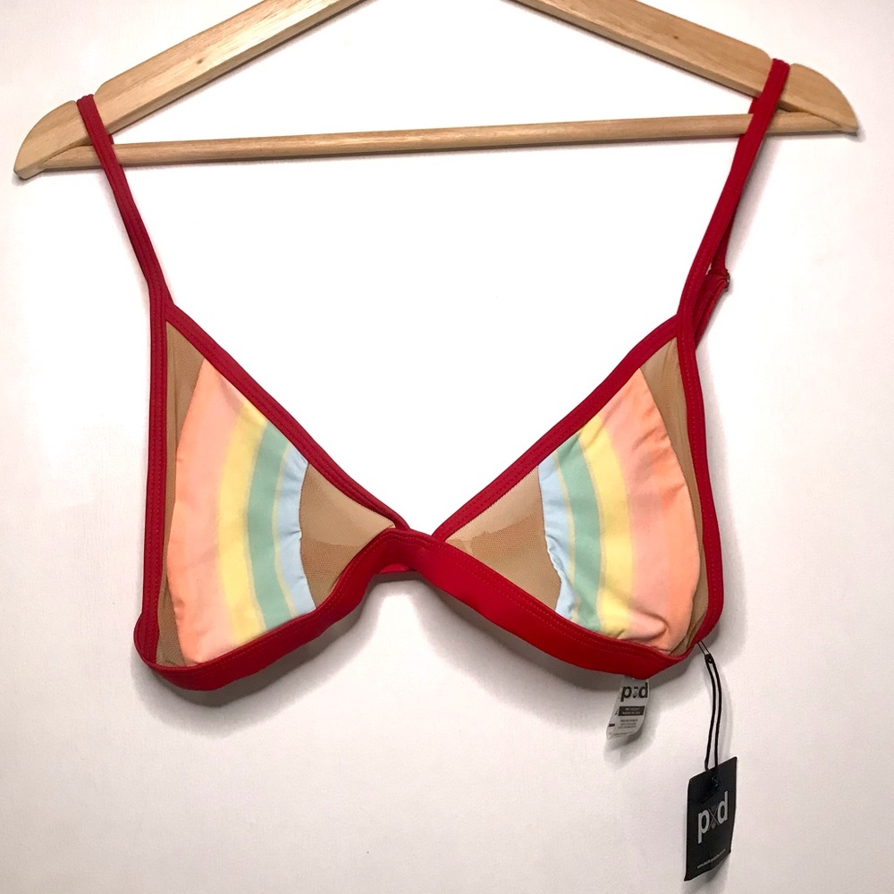 Dolls Kill Pacific & Driftwood Mesh Rainbow Bikini Top - Picture 3 of 5
